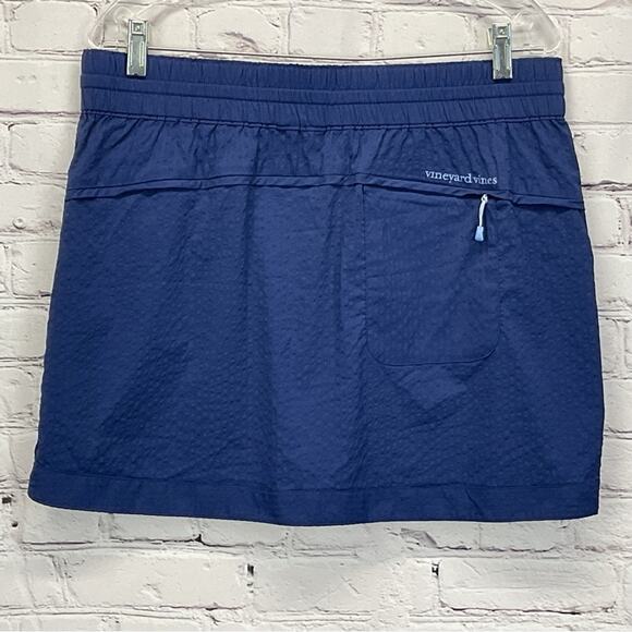 Vineyard Vines Performance Skirt Women's Size M Blue Seersucker Pockets Stretch - Picture 7 of 7